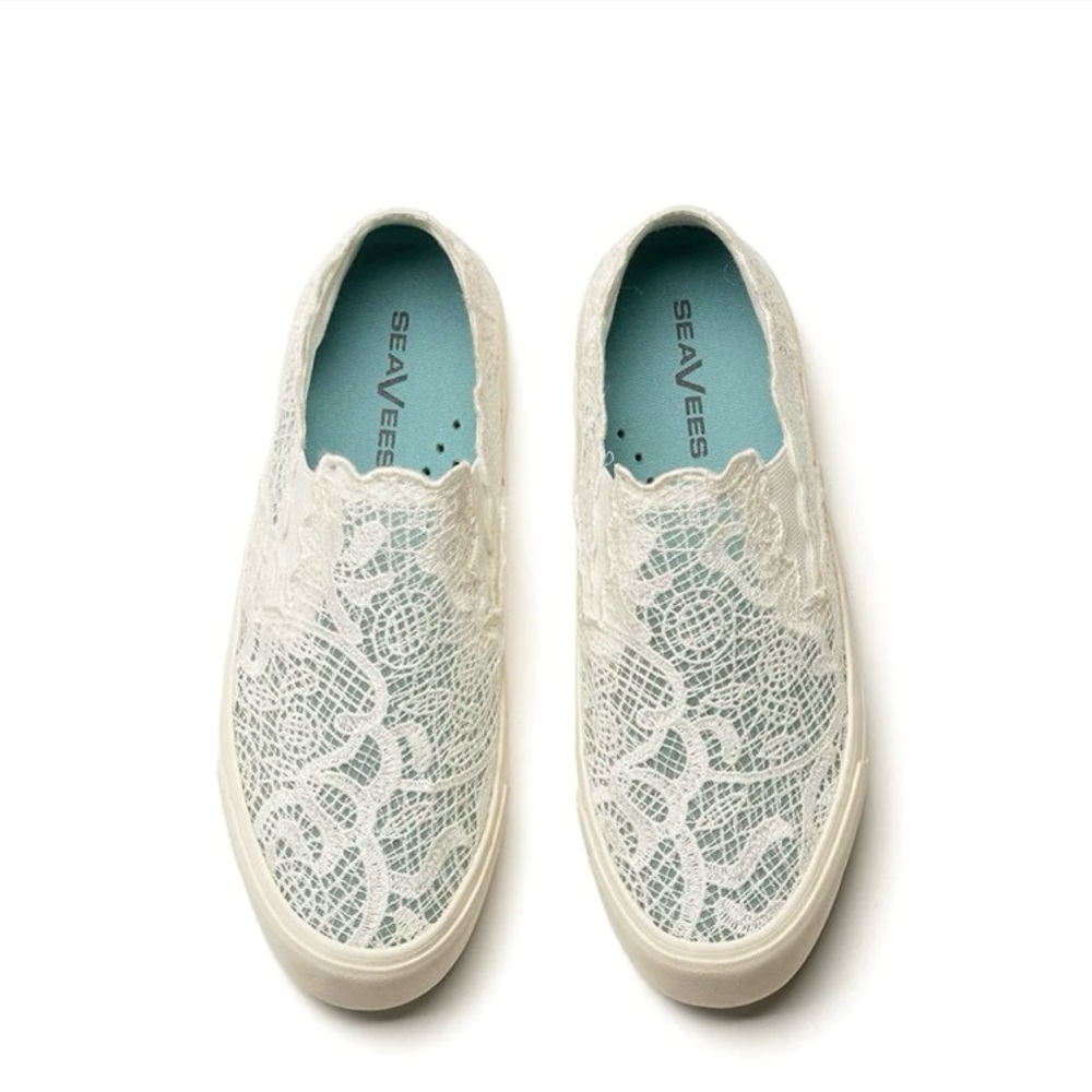 SeaVees Baja Platform Lace Slip on Sneakers Cream 8.5 - Picture 4 of 9